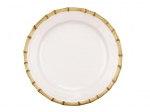 Bamboo Dinner Plate 11\  Measurements: 11.0\W x 1.0\H x 11.0\L

Made in: Portugal

Made of: Ceramic

Care:  Dishwasher (avoid high heat), Freezer, Microwave and Oven Safe (up to 500 degrees). Avoid cleaners that contain citrus. For pieces that contain a non-ceramic component, such as the Soap Pumps or Tiered Server, we recommend hand-wash only.