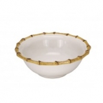 Bamboo Cereal/Ice Cream Bowl Measurements: 6.5\ W x 2.5\ H
Capacity: 16 ounces
Made of Ceramic Stoneware
Made in Portugal

Use & Care: 	
Oven, Microwave, Dishwasher, and Freezer Safe