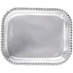 Pearled Rectangle Platter 13.75\ x 10.75\

Mariposa\'s fine metal is handcrafted from 100% recycled aluminum.

Care:  All items are food-safe and will not tarnish.
Hand wash in warm water with mild soap and towel dry immediately.
Do not place in dishwasher or microwave.
Avoid extended contact with water, salty or acidic foods; coat lightly with vegetable oil or spray to easily avoid staining.
Warm to 350 degrees for hot foods. Freeze or chill for summer entertaining.
Cutting directly on the metal surface will scratch the finish.
Occasional use of non-abrasive metal polish will revive luster.
