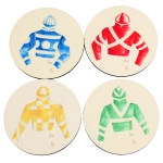 Sandstone Coasters, Set Of Four 3.75\ Diameter - Sandstone Coasters, Set of 4 - Jockey Silks, Round 

Customize this item with your own idea. Special order multiple sets.  